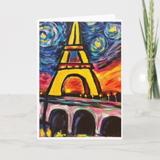 Starry Night Eiffel Tower Card<Blank Inside> Einladung (Vorderseite)