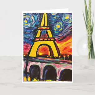 Starry Night Eiffel Tower Card<Blank Inside> Einladung