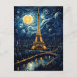 Starry Night - Eiffelturm Postkarte<br><div class="desc">Dies ist eine schöne Postkarte des Eiffelturms, die im Stil des berühmten Künstlers Vincent Van Gogh dargestellt ist. Das französische Denkmal, beleuchtet, strahlt hell am Nachthimmel über Paris, mit einem Sternenhimmel darüber. Die Seine liegt im Vordergrund. Die perfekte Postkarte für alle, die Van Gogh oder die Stadt Paris Liebe haben....</div>