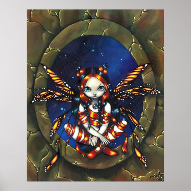 Starry Night Fairy Gothic Fantasy Art Print Poster (Vorne)