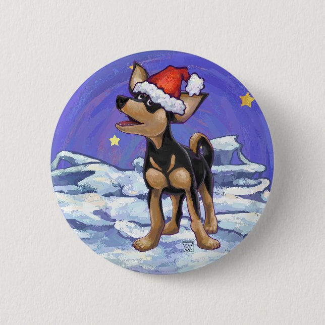 Starry Night Festive Chihuahua Button (Vorderseite)
