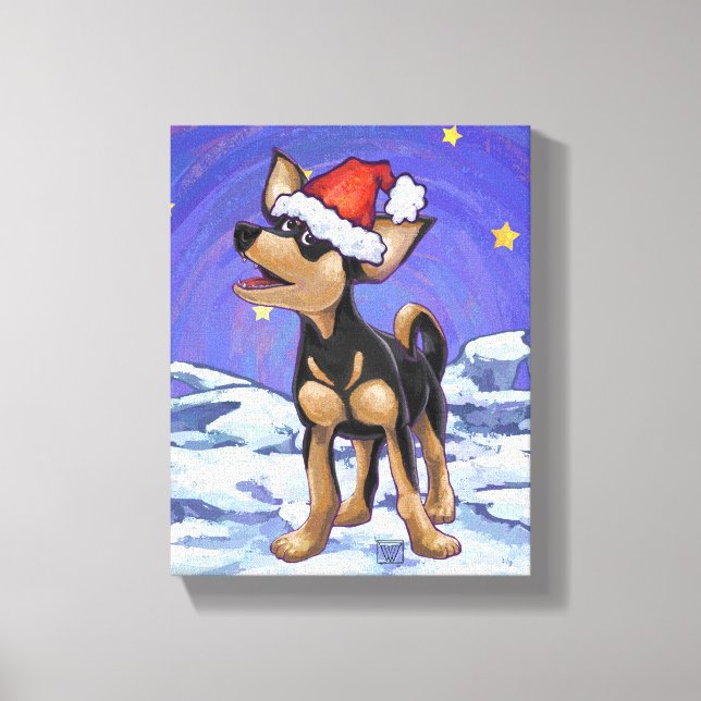 Starry Night Festive Chihuahua Leinwanddruck (Vorderseite)