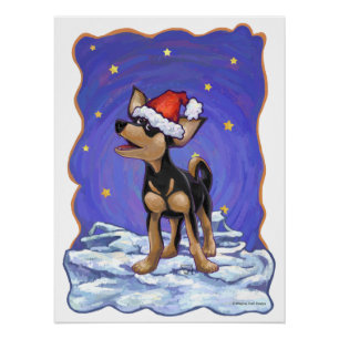 Starry Night Festive Chihuahua Poster