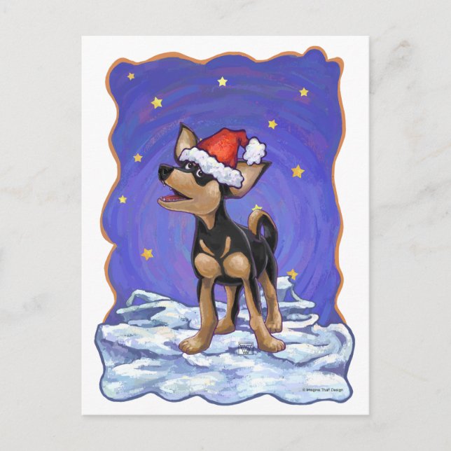 Starry Night Festive Chihuahua Postkarte (Vorderseite)