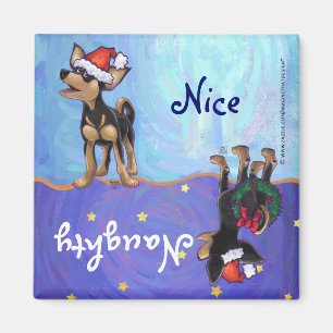 Starry Night Festive Chihuhua in Weihnachtsmannmüt Magnet