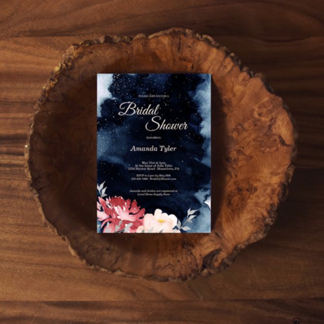 Starry Night Floral Bridal Dusche Einladung (Von Creator hochgeladen)