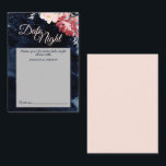 Starry Night Floral Wedding Date Night Addon Card Hinweiskarte<br><div class="desc">Diese Nachttischlerkarte inspiriere entweder ein Mitternachtssommerthema oder einen dunklen Schneewintern und macht sie zu einem saisonal vielseitigen Design. Die marineblau, fast schwarz, Aquarellfarbe mit Himmelsstern oder Schneeflocken gefüllt Himmel, kombiniert mit dem Pop von minimalen rosa Blume und Kalligraphie wird sicher zu sprechen, um die Magie Ihrer Ehe Feier, unabhängig von...</div>