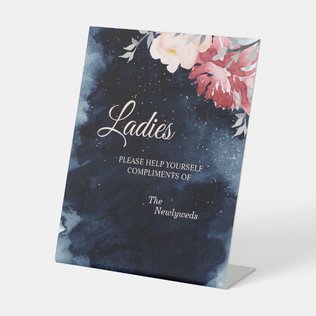 Starry Night Floral Wedding Ladys Badezimmer Sockelschild (Vorderseite)