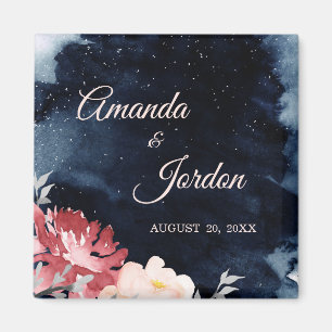 Starry Night Floral Wedding Magnet