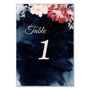 Starry Night Floral Wedding Tischnummern unterzeic
