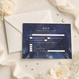 Starry Night Forest Wedding RSVP Card Dankeskarte