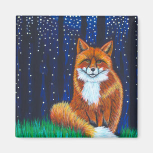 Starry Night Fox Magnet