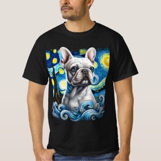 Starry Night French Bulldog T - Shirt - Artistic D