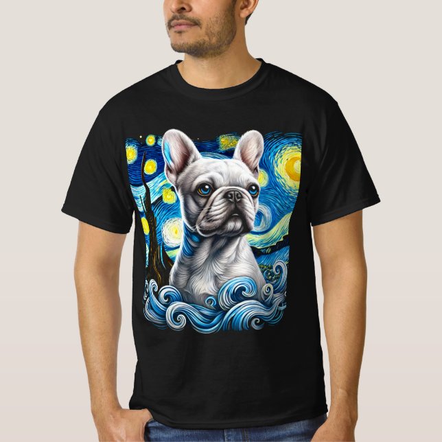 Starry Night French Bulldog T - Shirt - Artistic D (Vorderseite)