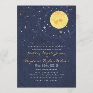 Starry Night Full Moon Hochzeit Einladung
