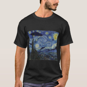 Starry Night Funny Van Gogh Gemälde UFO Alien Abd T-Shirt