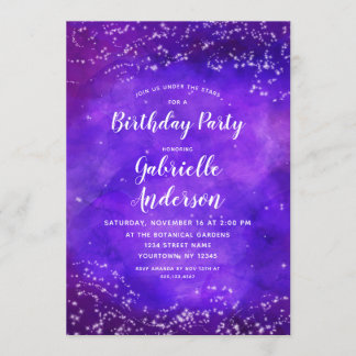 Starry Night Galaxy Geburtstagsparty Einladung