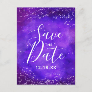 Starry Night Galaxy Wasserfarbe Save the Date Ankündigungspostkarte