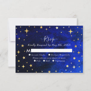 Starry Night Galaxy Wedding RSVP Karte