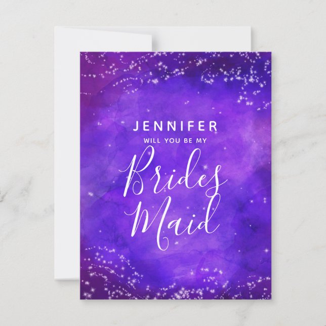 Starry Night Galaxy wirst du meine Bridesmaid sein Einladung (Vorderseite)
