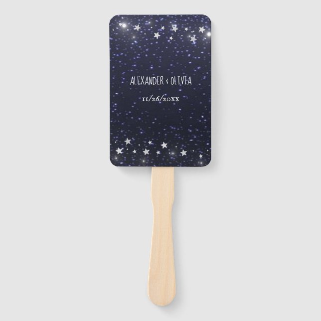Starry Night Gastgeschenk Hochzeit Hand Fan Fächer (Vorderseite)