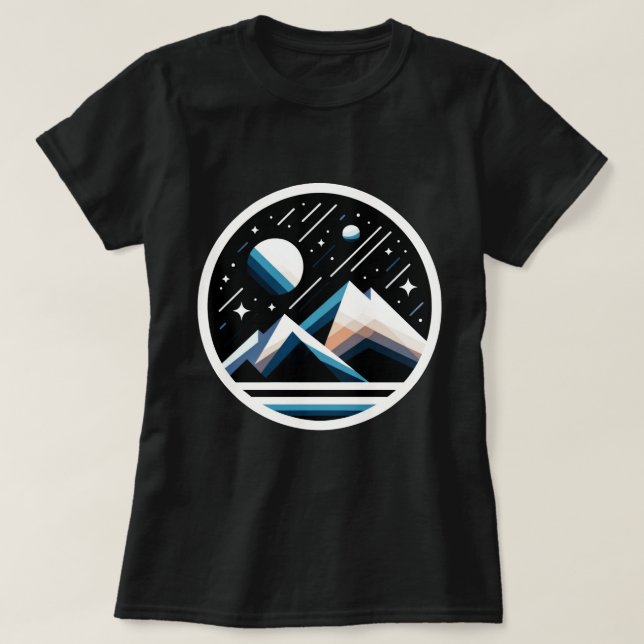 Starry Night Geometric Mountains Moderne Kunst T-Shirt (Design vorne)