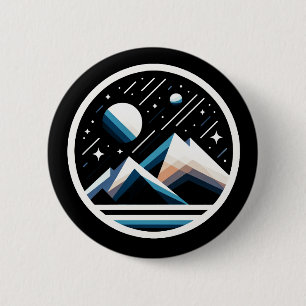 Starry Night Geometric Mountains - Zeitgenössische Button