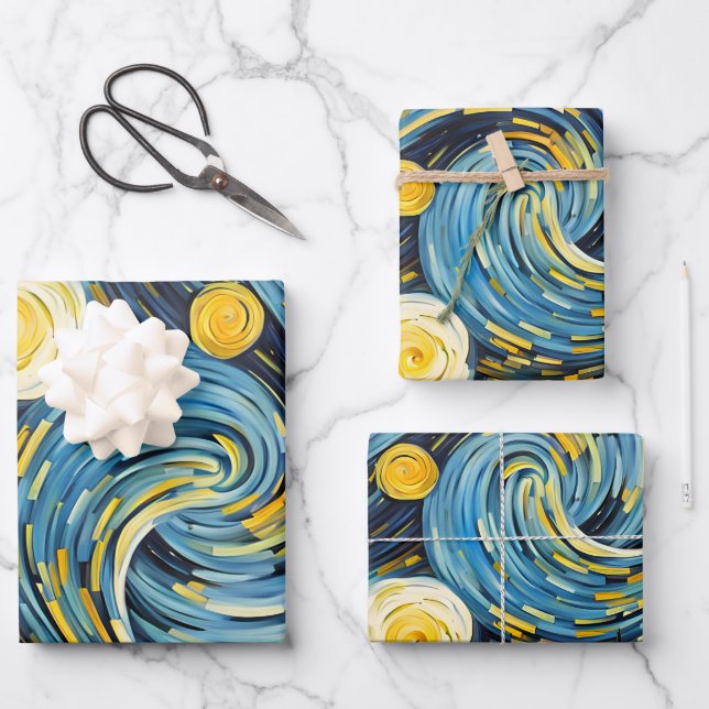 Starry Night Geschenkpapier Set (Vorderseite)