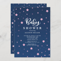 Starry Night Girls Babydusche Einladung