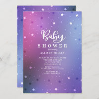 Starry Night Girls Babydusche Einladung