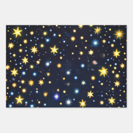 Starry Night Glow Matte Wrapping Paper Set of 3 Geschenkpapier Set
