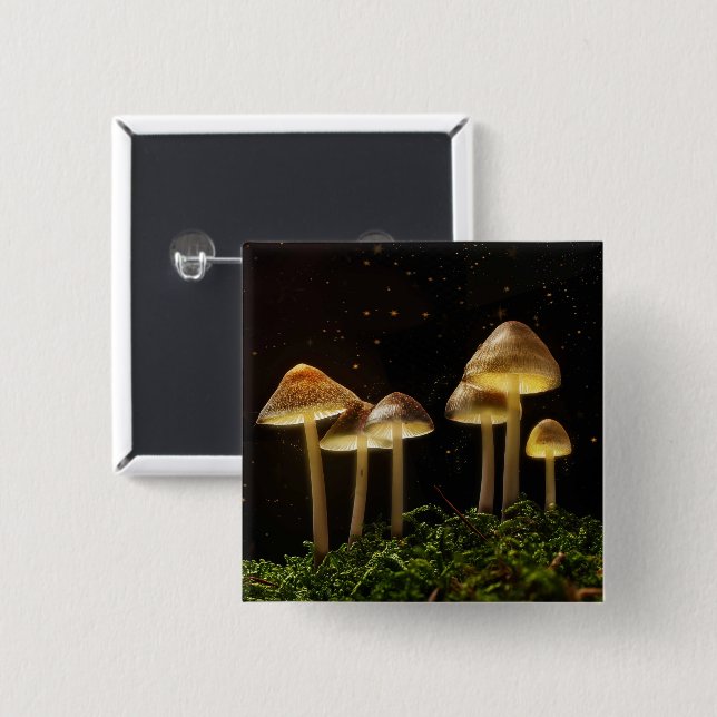 Starry Night Glows Mushrooms Button (Vorne & Hinten)