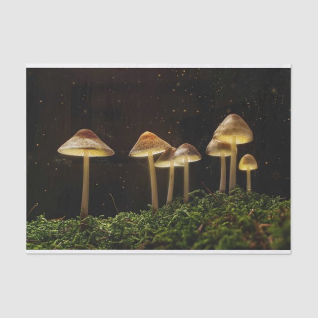 Starry Night Glows Mushrooms Seidenpapier (Vorderseite)