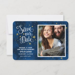 Starry Night Gold Navy Wasserfarbe  Save The Date
