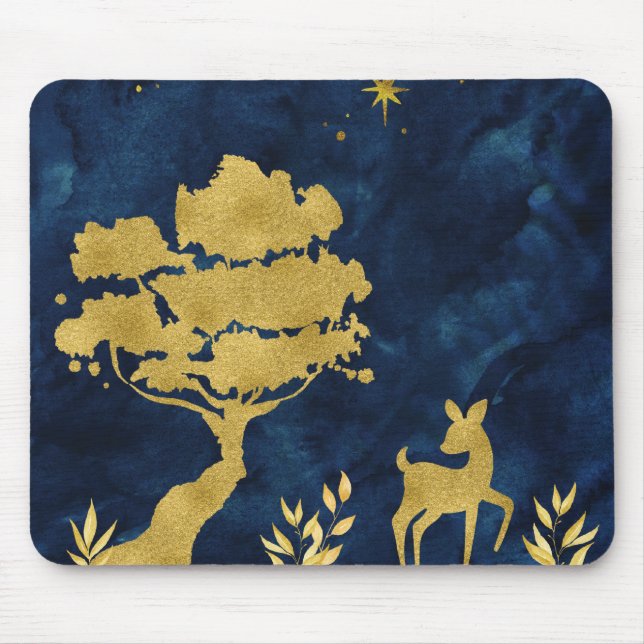 Starry night - goldene Silhouette Mousepad (Vorne)