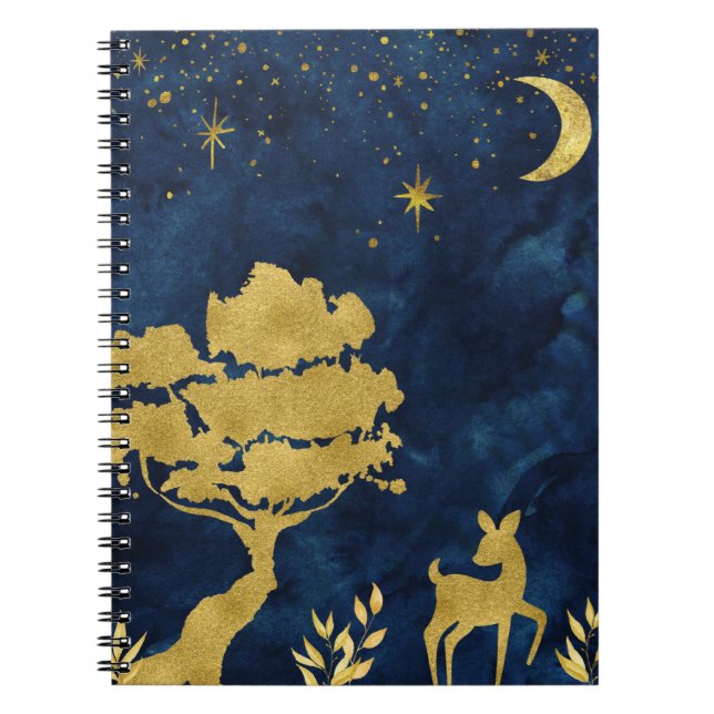 Starry night - goldene Silhouette Notizblock (Vorderseite)