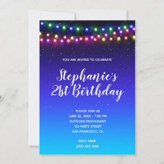 Starry Night Gradient Street Lights 21. Geburtstag Einladung