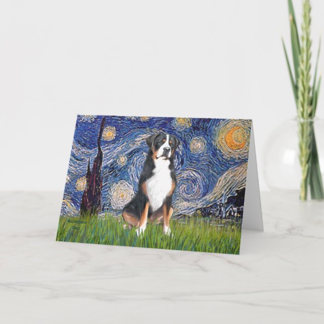 Starry Night Greater Swiss Mountain Hund Karte (Vorderseite)