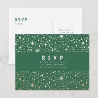 Starry Night Green and Gold Wedding RSVP