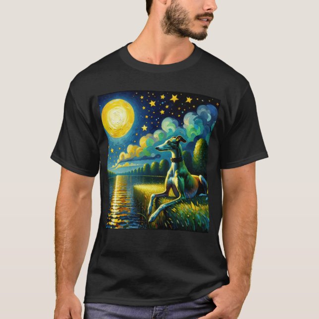 Starry Night Greyhound Dog Van Gogh Lover T-Shirt (Vorderseite)