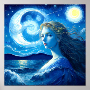Starry Night 🌌 - Griechisch Goddess Fantasy Poste Poster