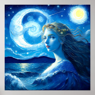 Starry Night 🌌 - Griechisch Goddess Fantasy Poste Poster