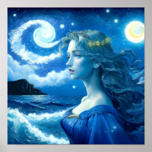 Starry Night 🌌 - Griechisch Goddess Fantasy Poste Poster