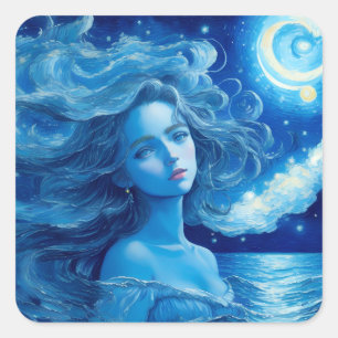 Starry Night 🌌 - Griechisch Goddess Fantasy Stick Quadratischer Aufkleber