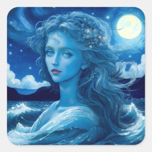 Starry Night 🌌 - Griechisch Goddess Fantasy Stick Quadratischer Aufkleber
