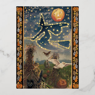Starry Night Halloween Foil Postcard Folien Feiertagspostkarte