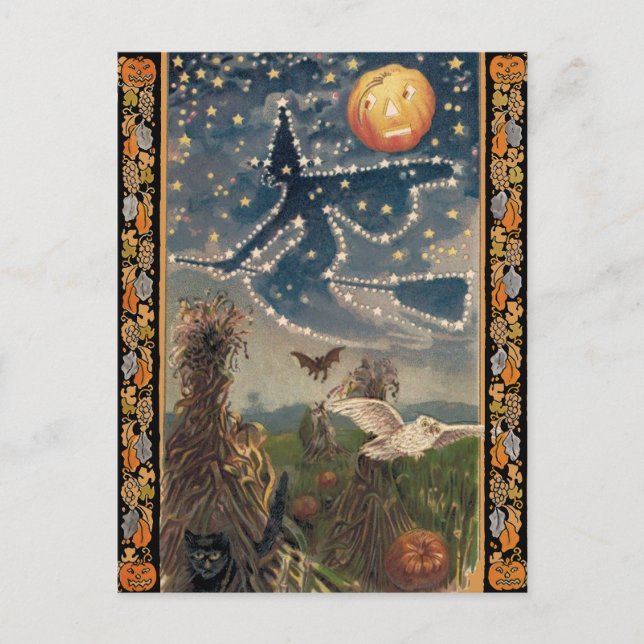 Starry Night Halloween Postkarte (Vorderseite)