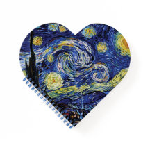 Starry Night Heart Shaped Notebook
