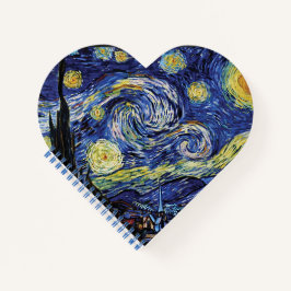 Starry Night Heart Shaped Notebook Notizbuch