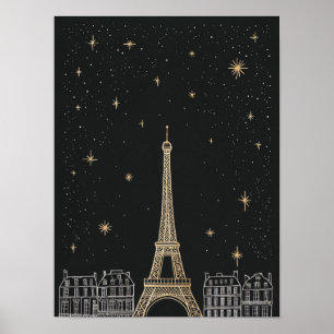 Starry Night I Paris Eiffel Tower Poster